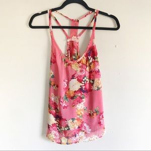 4/$25 First Look Medium Pink Floral Tank Top